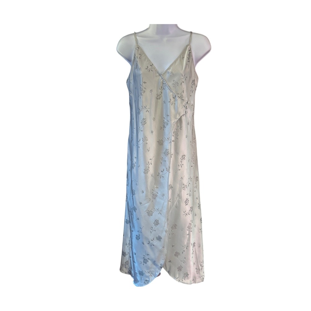 90s Cinema Etoile Slip Dress Coquette Romantic Regencycore Floral Silver Blue S